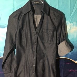 EXPRESS ESSENTIAL CHAMBRAY MILITARY SHIRT